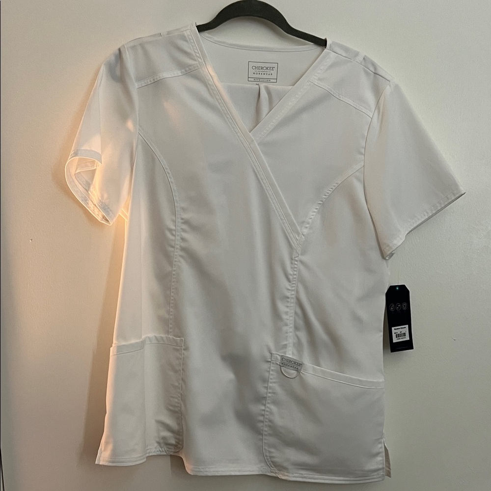 Cherokee Women's White V-Neck Scrub Top